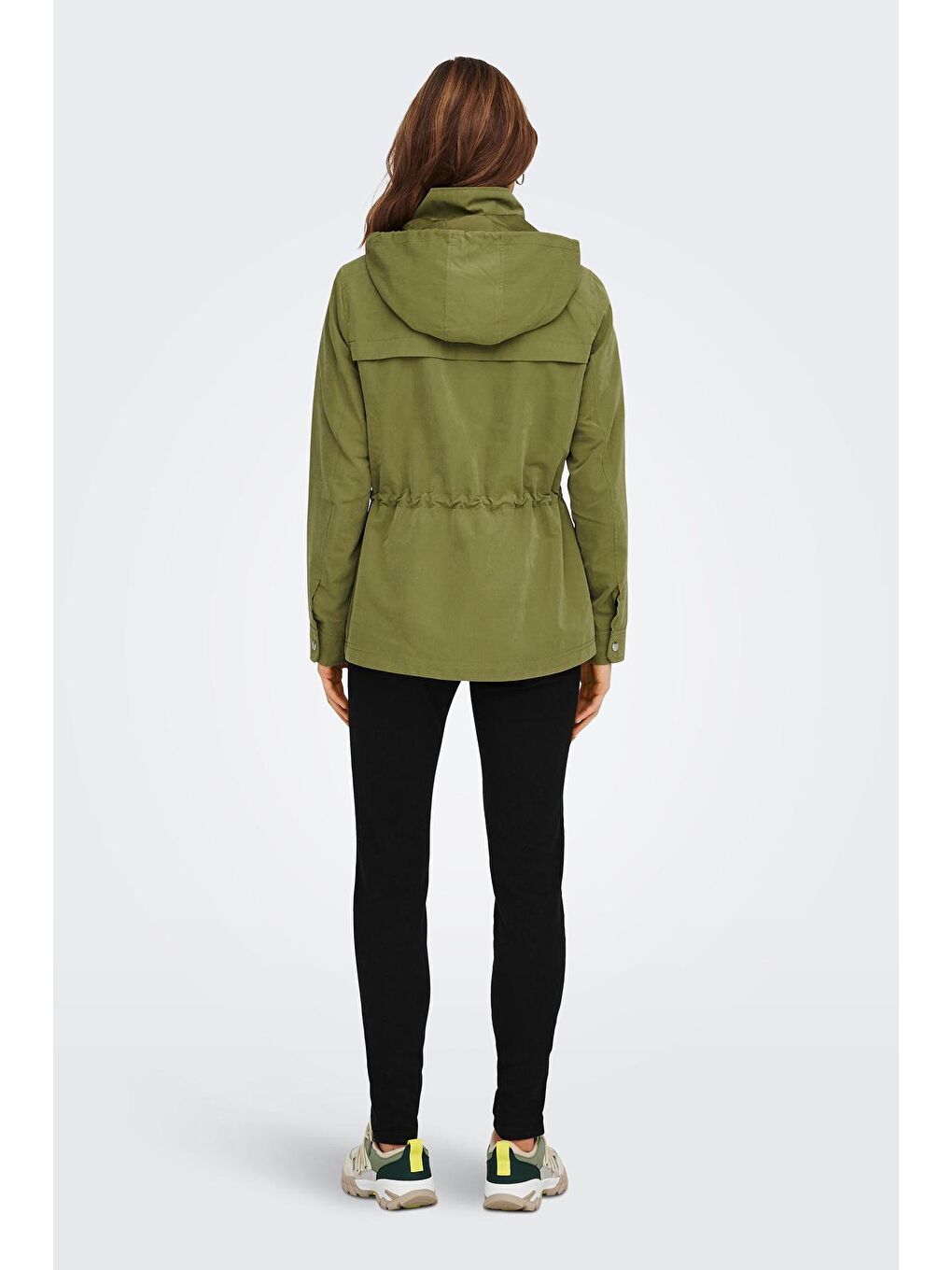 Yeşil Onlnewstarline Regular Fit Kapüşonlu Cepli Mevsimlik Kadın Mont 15218612-4