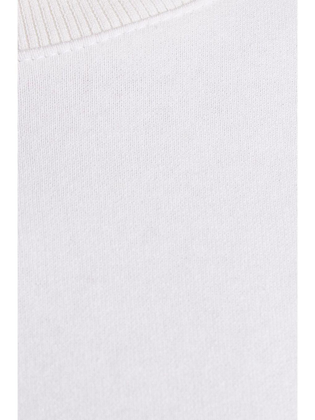 Kadın Oversize Geniş Kesim Pamuklu Bisiklet Yaka Ekru Sweatshirt-5