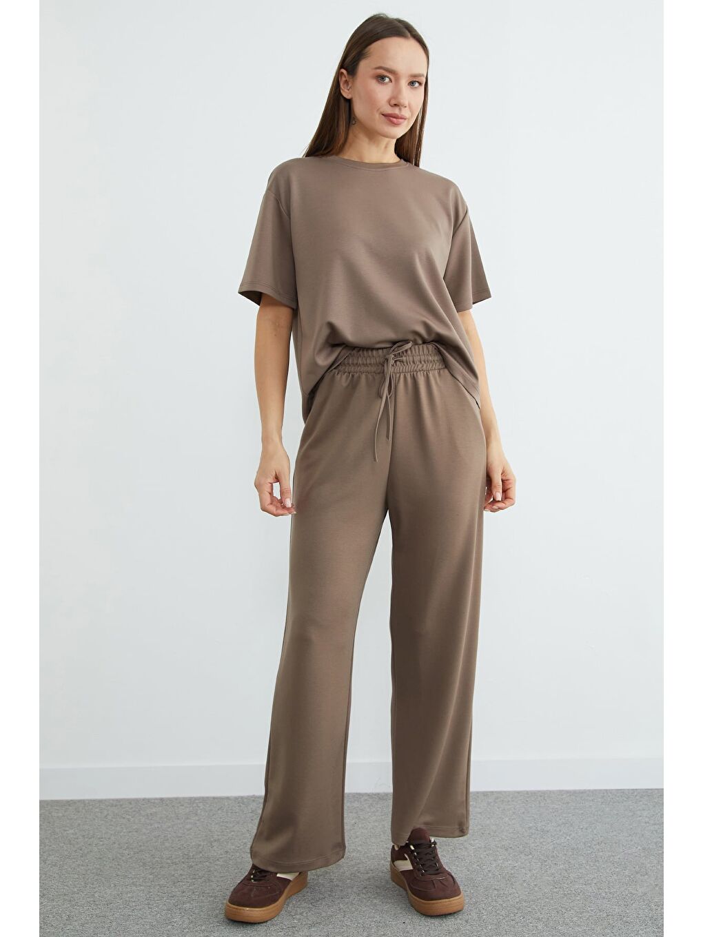 Kahverengi Basic Kısa Kollu Modal 2 Li Takım-3