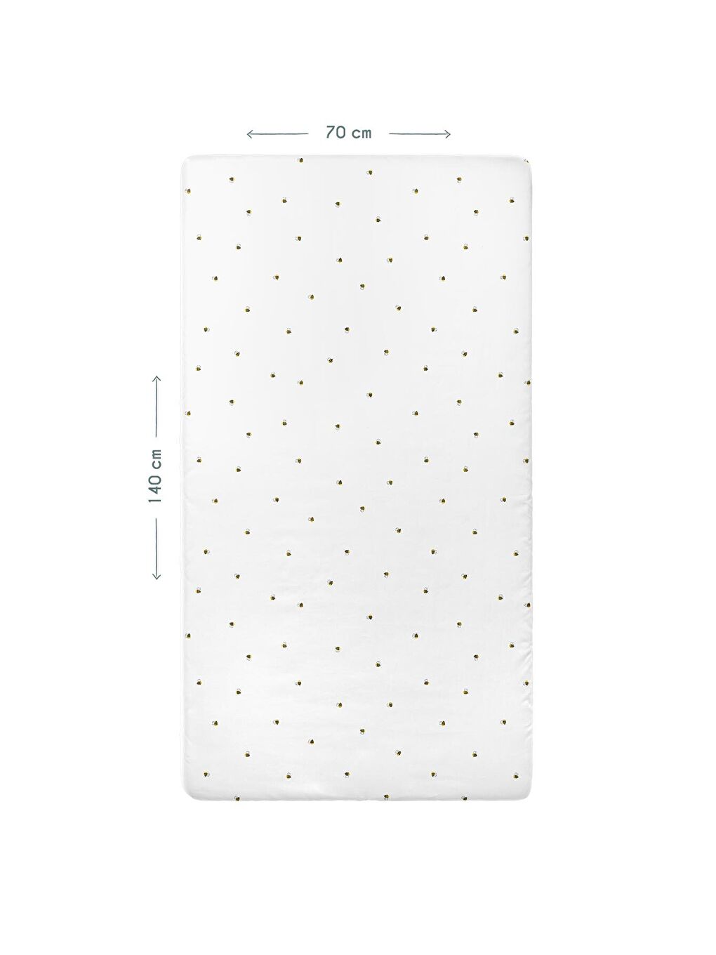 Beyaz Happy Bee Allover Saten Fitted Çarşaf - 70x140x20cm-1