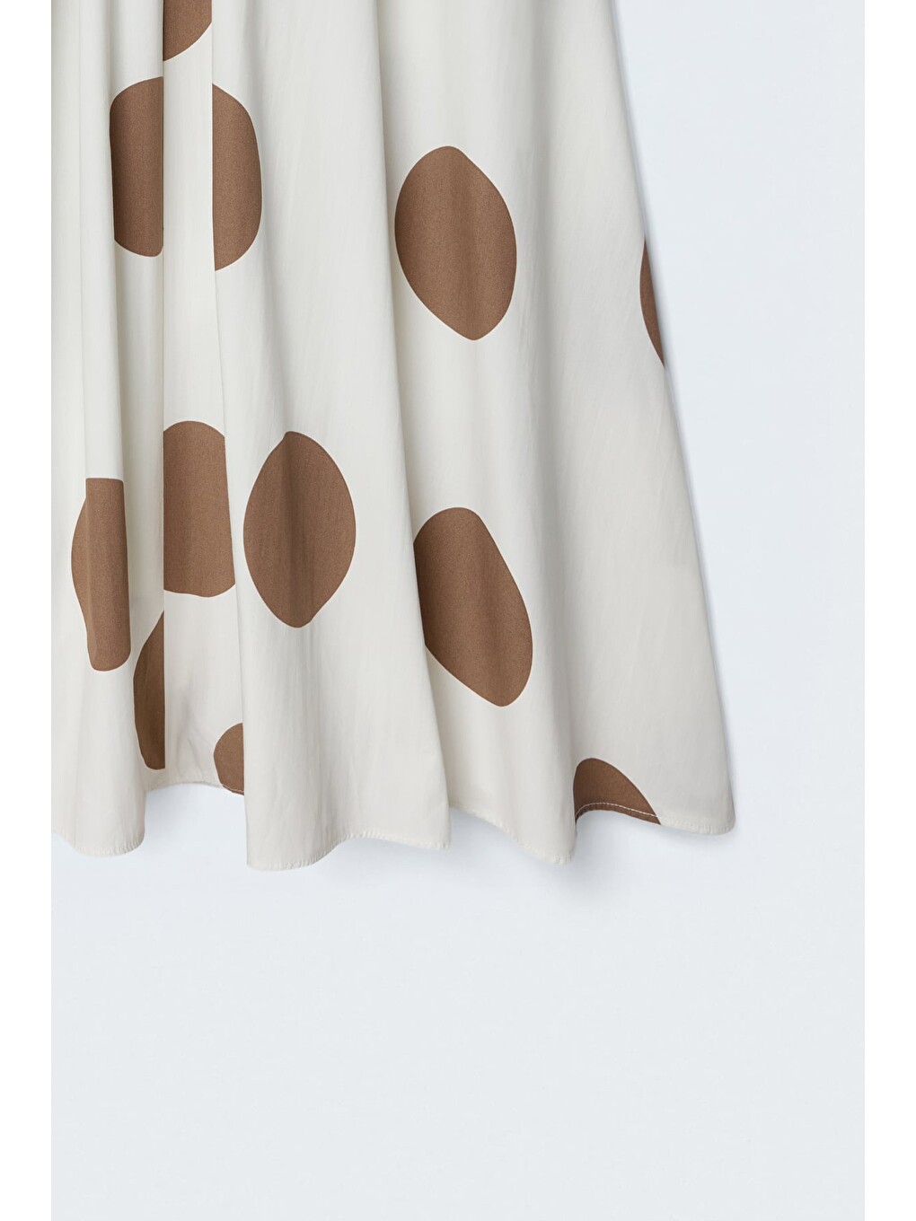 Puantiye Desenli Poplin Etek - Ekru-4