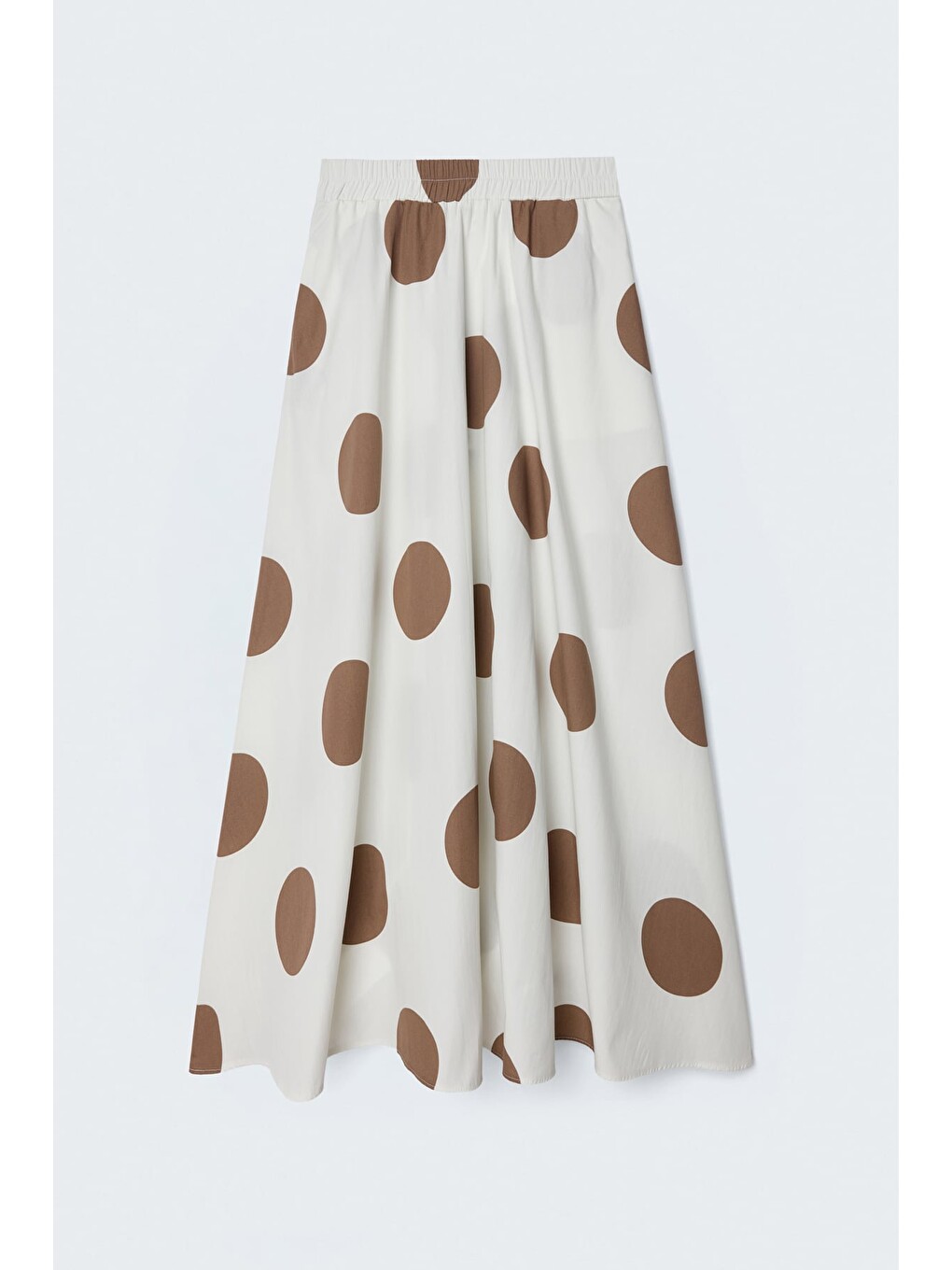 Puantiye Desenli Poplin Etek - Ekru-5