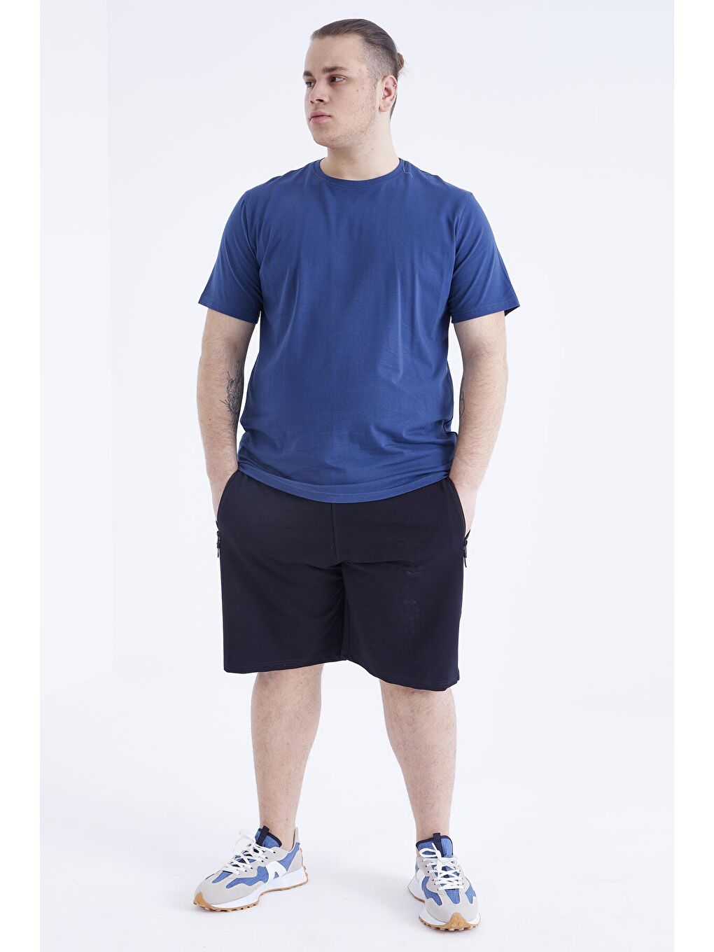 İndigo Basic Kısa Kol O Yaka  Erkek Büyük Beden Tişört - 88072-1