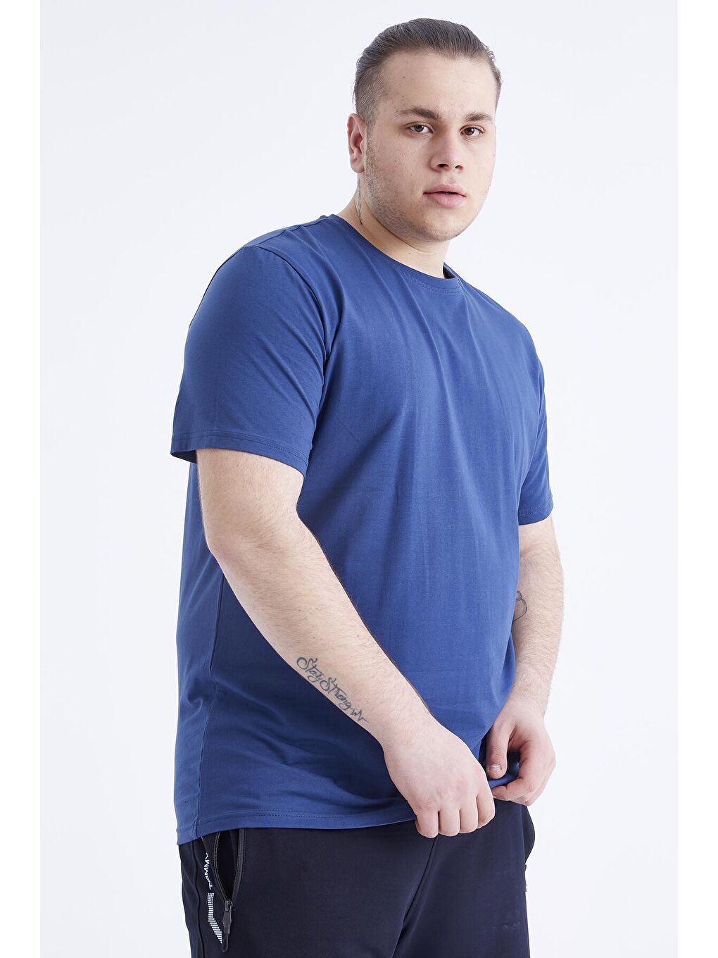 İndigo Basic Kısa Kol O Yaka  Erkek Büyük Beden Tişört - 88072-2