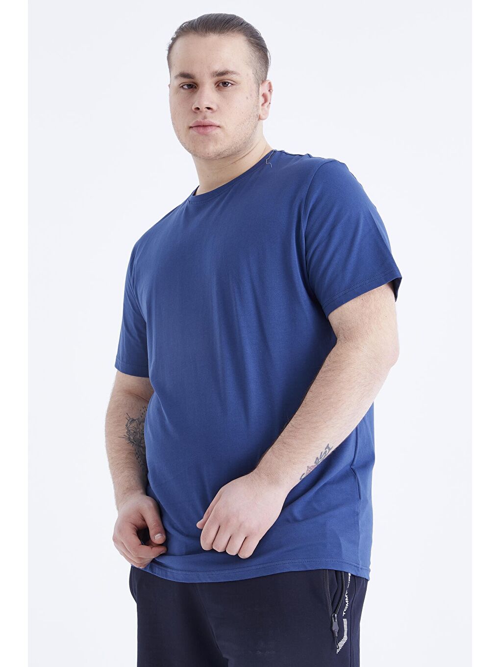 İndigo Basic Kısa Kol O Yaka  Erkek Büyük Beden Tişört - 88072-4