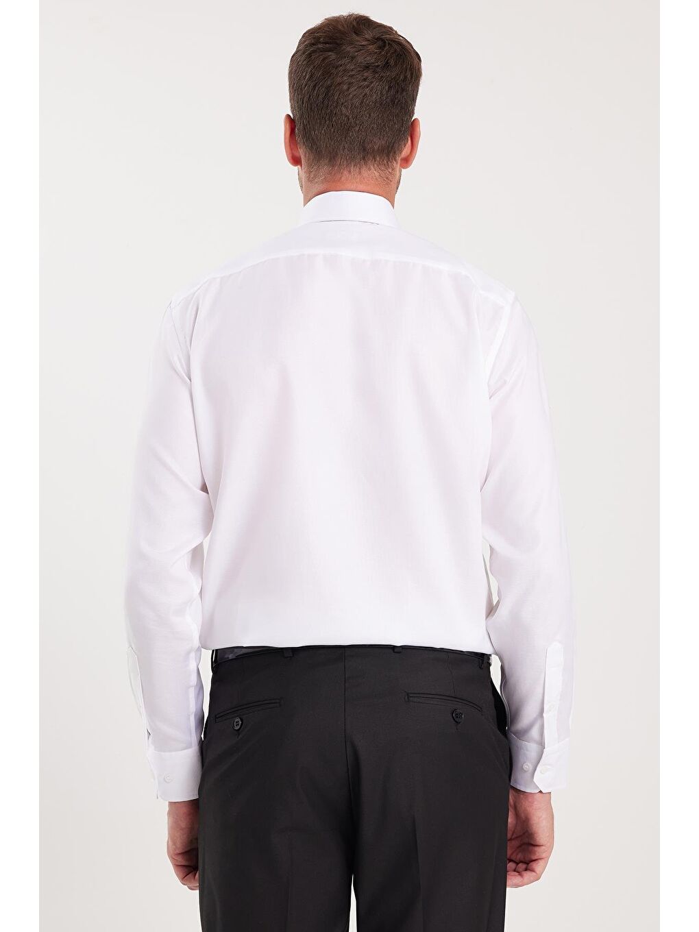 Regular Fit Beyaz Non-Iron %100 Pamuk Doğa Dostu Ekoteks Belgeli Ütü Gerektirmez Gömlek-6