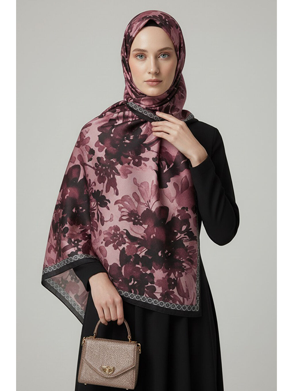 Midnight Bloom Serisi Pamuk Şal Mercan - 27986-MERCAN