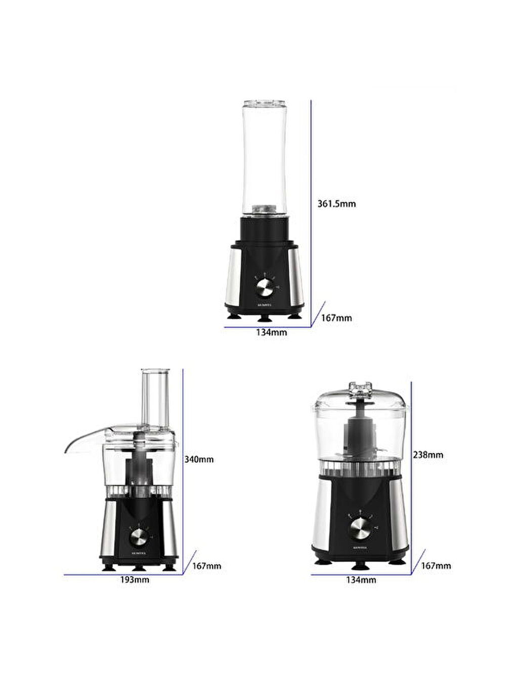 3in1 HFP-02 Mutfak Robotu - Siyah - 350 Watt-3