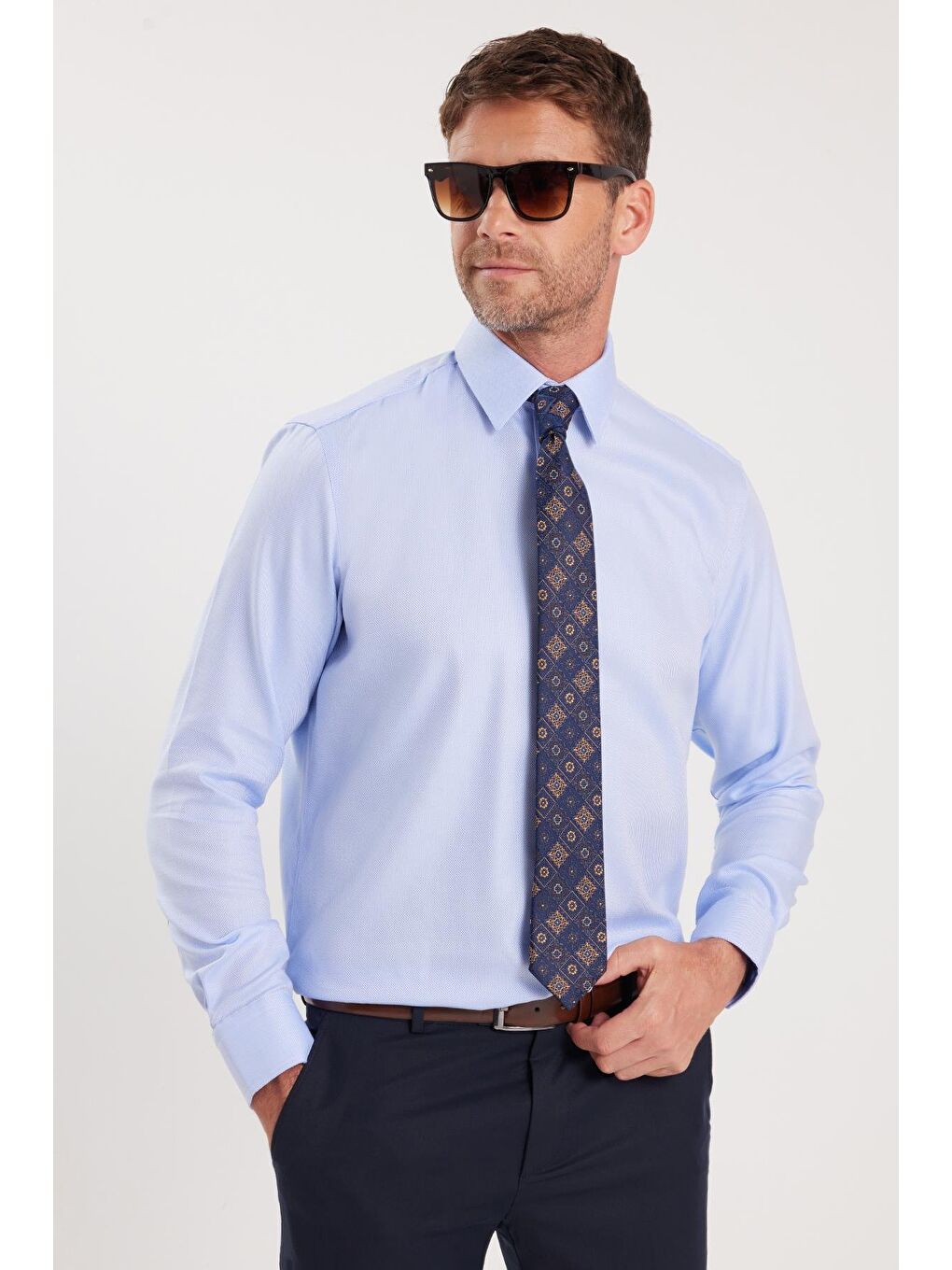 Regular Fit Mavi Non-Iron %100 Pamuk Doğa Dostu Ekoteks Belgeli Ütü Gerektirmez Gömlek