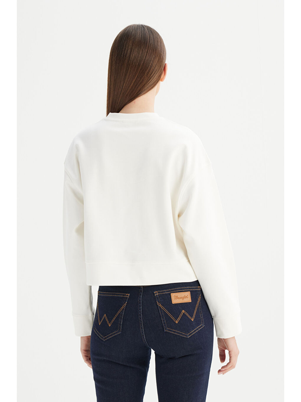 Regular Fit Normal Kesim Bisiklet Yaka Kırık Beyaz Sweatshirt-5