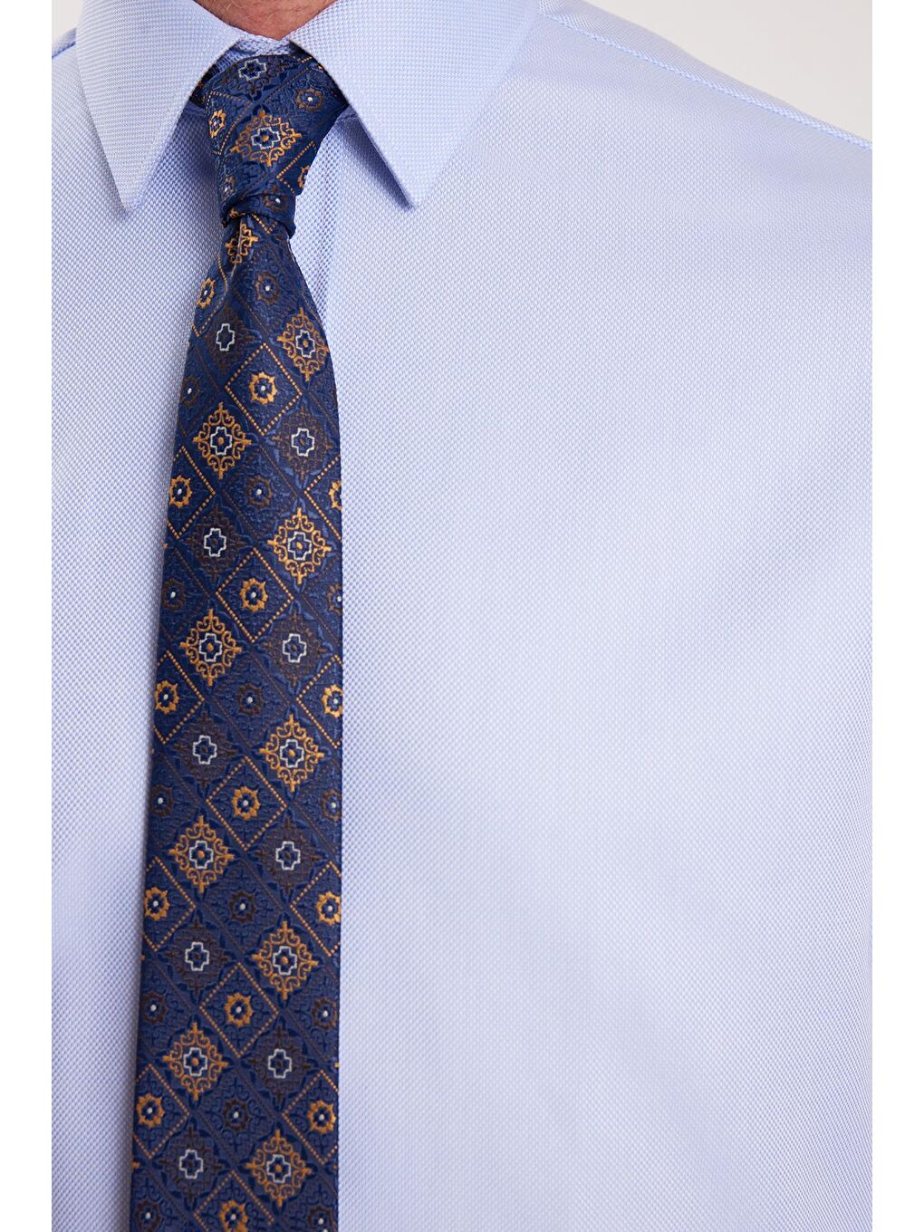 Regular Fit Mavi Non-Iron %100 Pamuk Doğa Dostu Ekoteks Belgeli Ütü Gerektirmez Gömlek-2