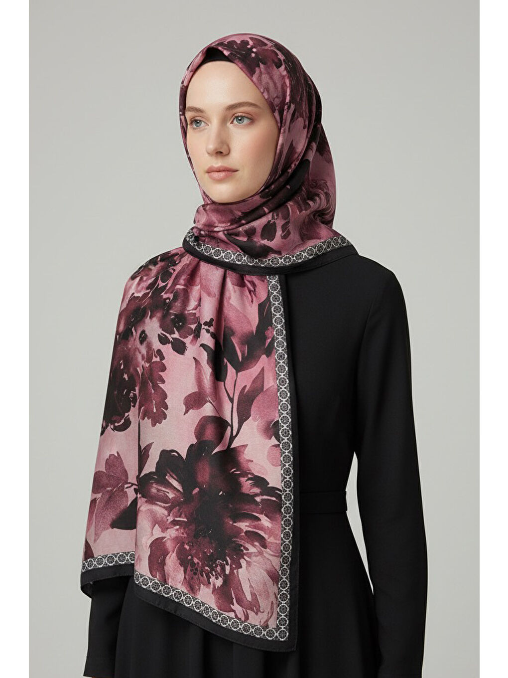 Midnight Bloom Serisi Pamuk Şal Mercan - 27986-MERCAN-1