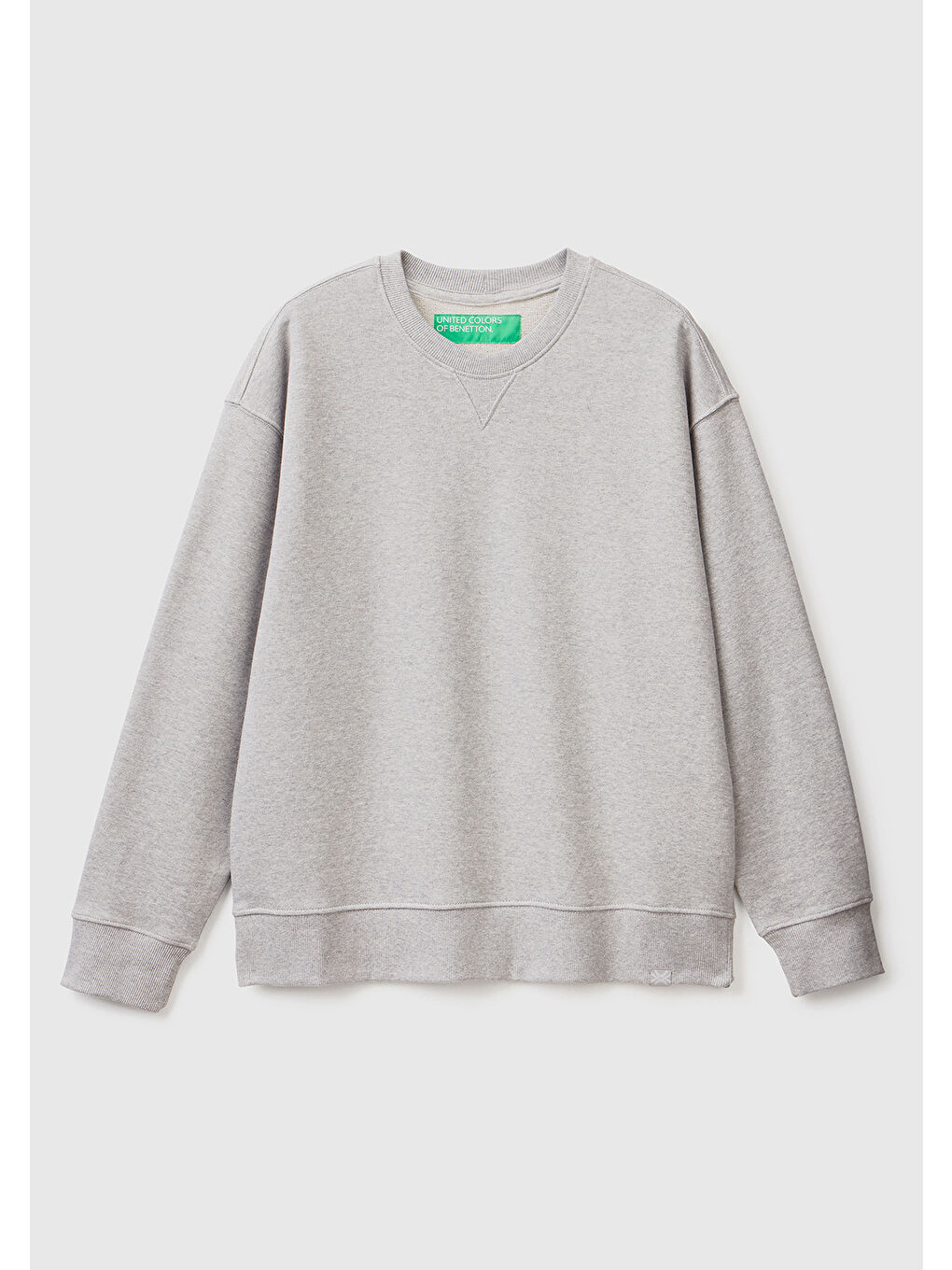 United Colors Of Benetton Erkek Gri Melanj  100 Pamuk Bisiklet Yaka Basic Sweatshirt - 1