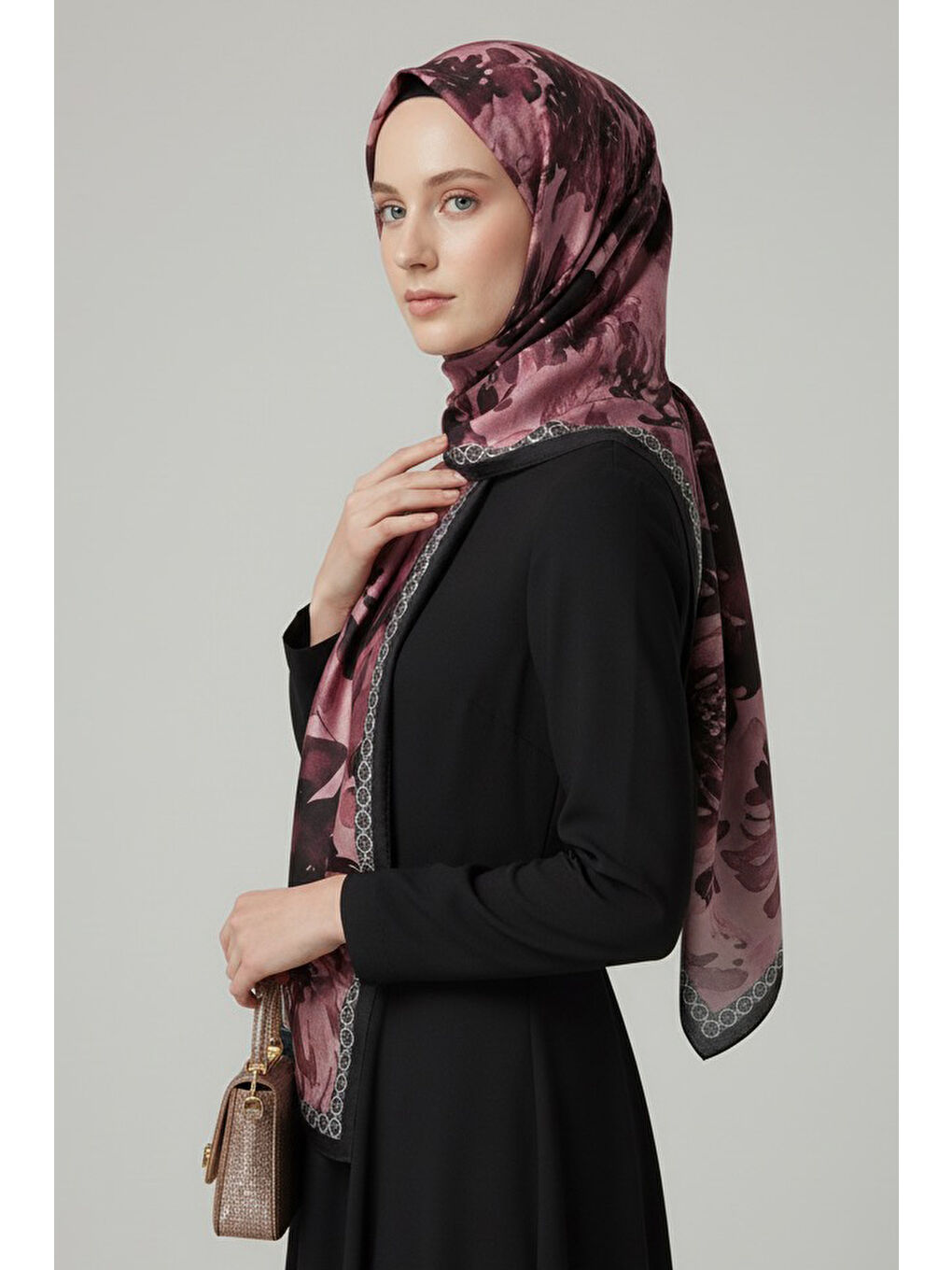 Midnight Bloom Serisi Pamuk Şal Mercan - 27986-MERCAN-2