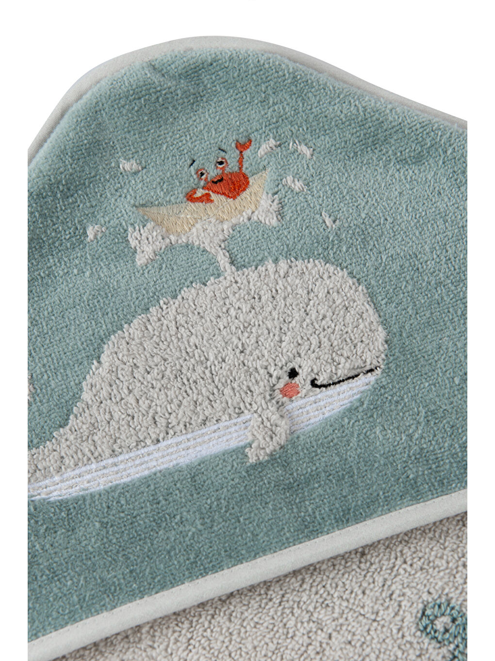 Yeşil Balina Jakarlı İşlemeli Velur Kundak - 80x80cm-2