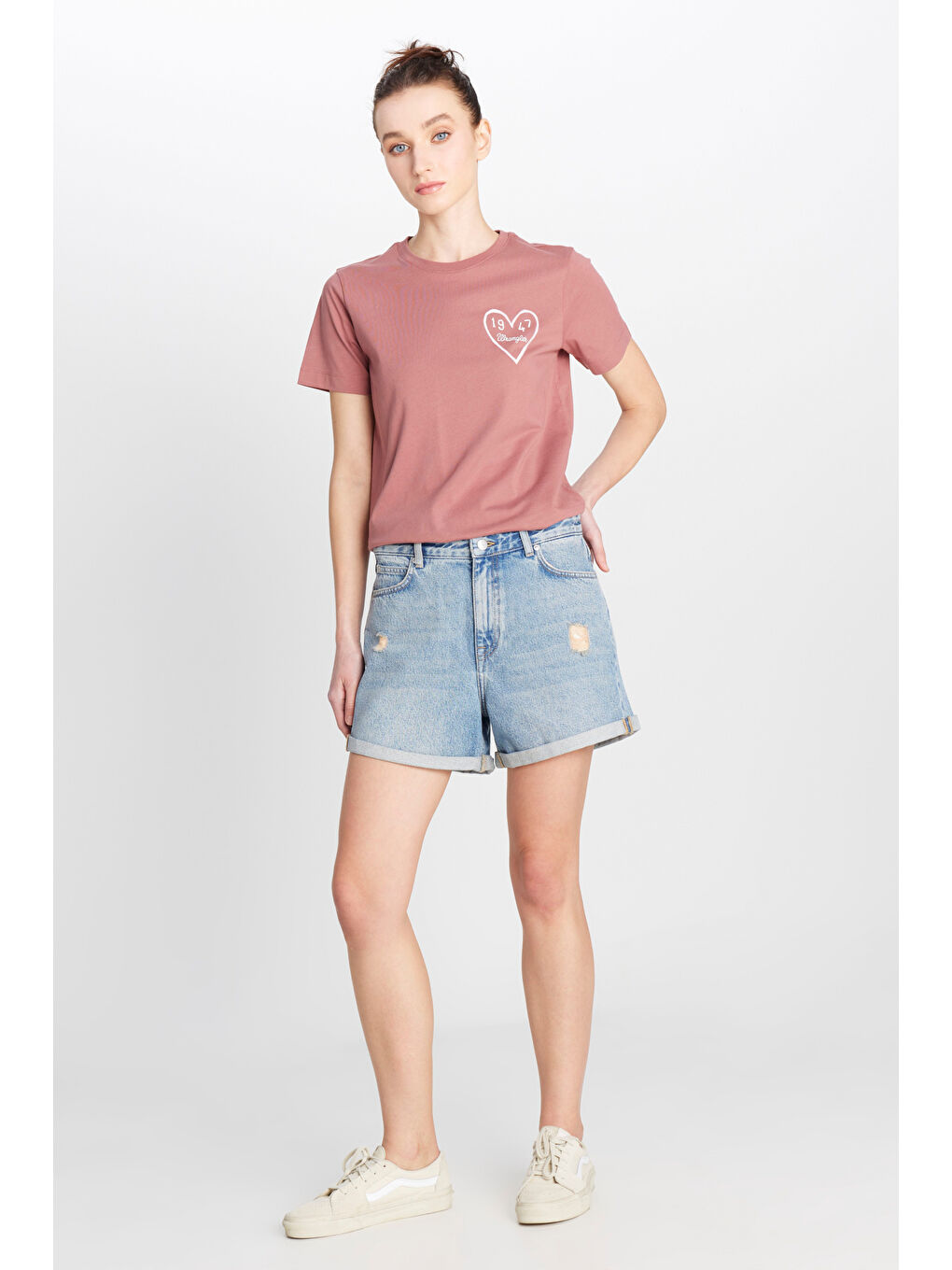 Yeşil %100 Pamuk Regular Fit Normal Kesim Mavi Mini Denim Jean Şort-1