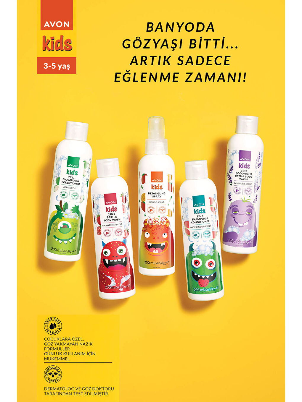 AVON Renksiz Kids 2 si 1 Arada Çocuklar İçin Çilek Kokulu Banyo ve Vücut Yıkama 200 Ml. - 2