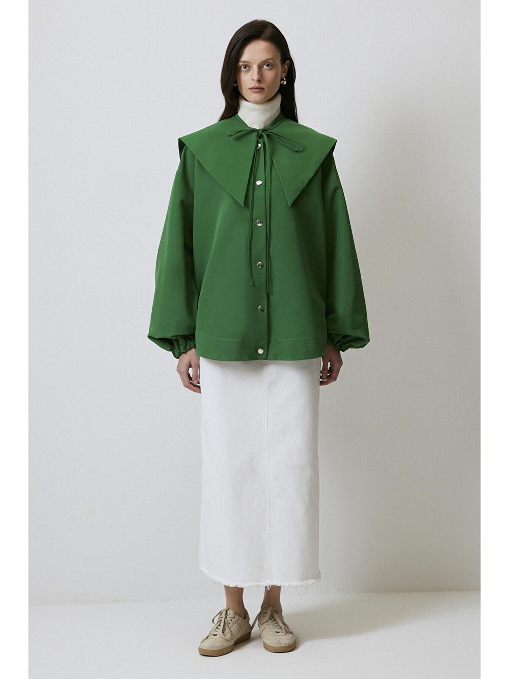 Yeşil Yaka Detaylı Bomber Ceket-1