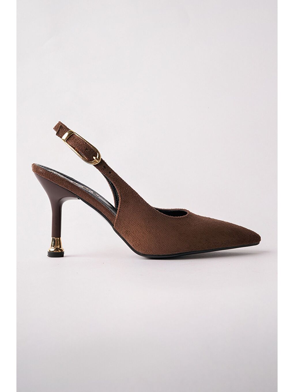 Sarı CHİC Sivri Burun Arkası Açık Kadın Topuklu Ayakkabı-1