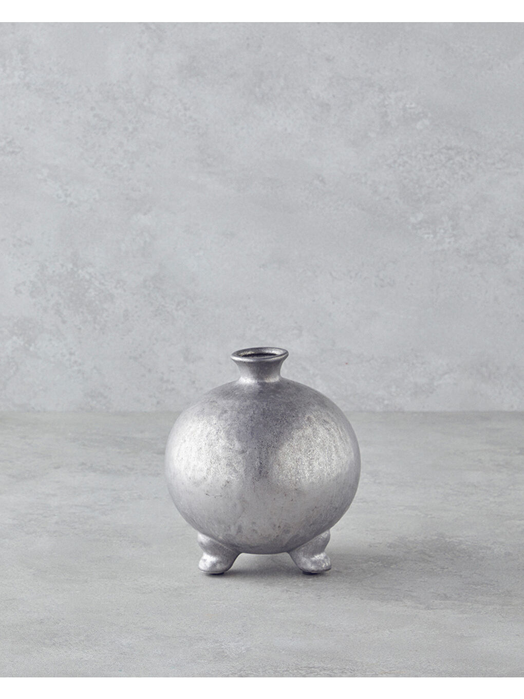 Gri Tresa Seramik Vazo 17 cm Silver