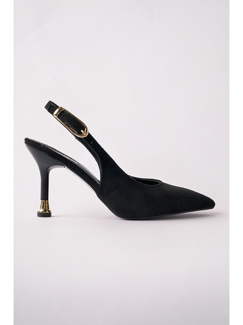 Siyah CHİC Sivri Burun Arkası Açık Kadın Topuklu Ayakkabı-1