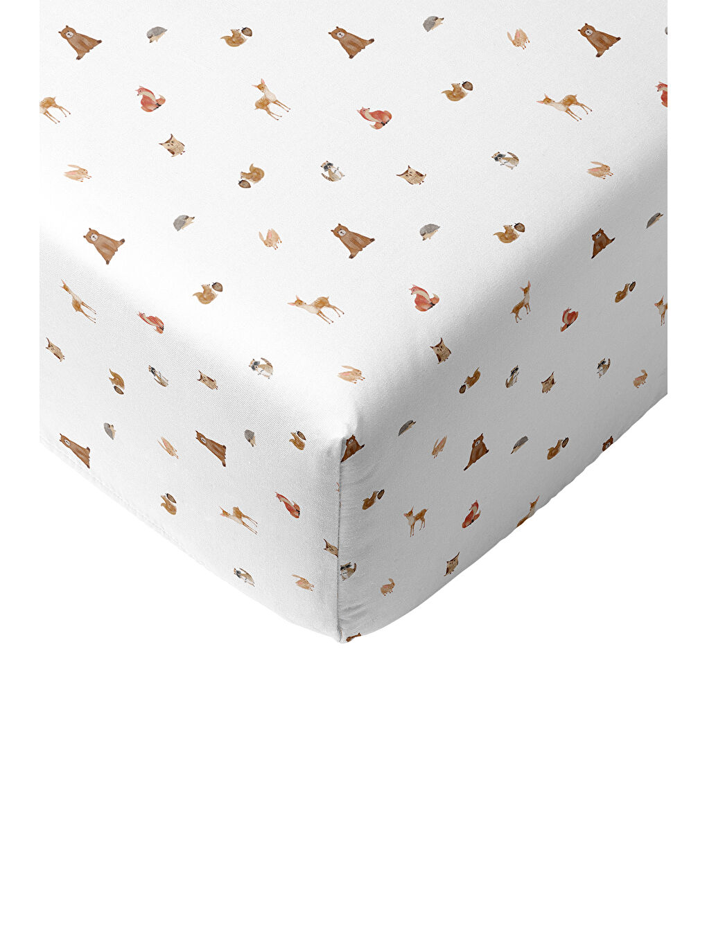 Beyaz Forest Amigos Saten Fitted Çarşaf - 120x200x30cm-2