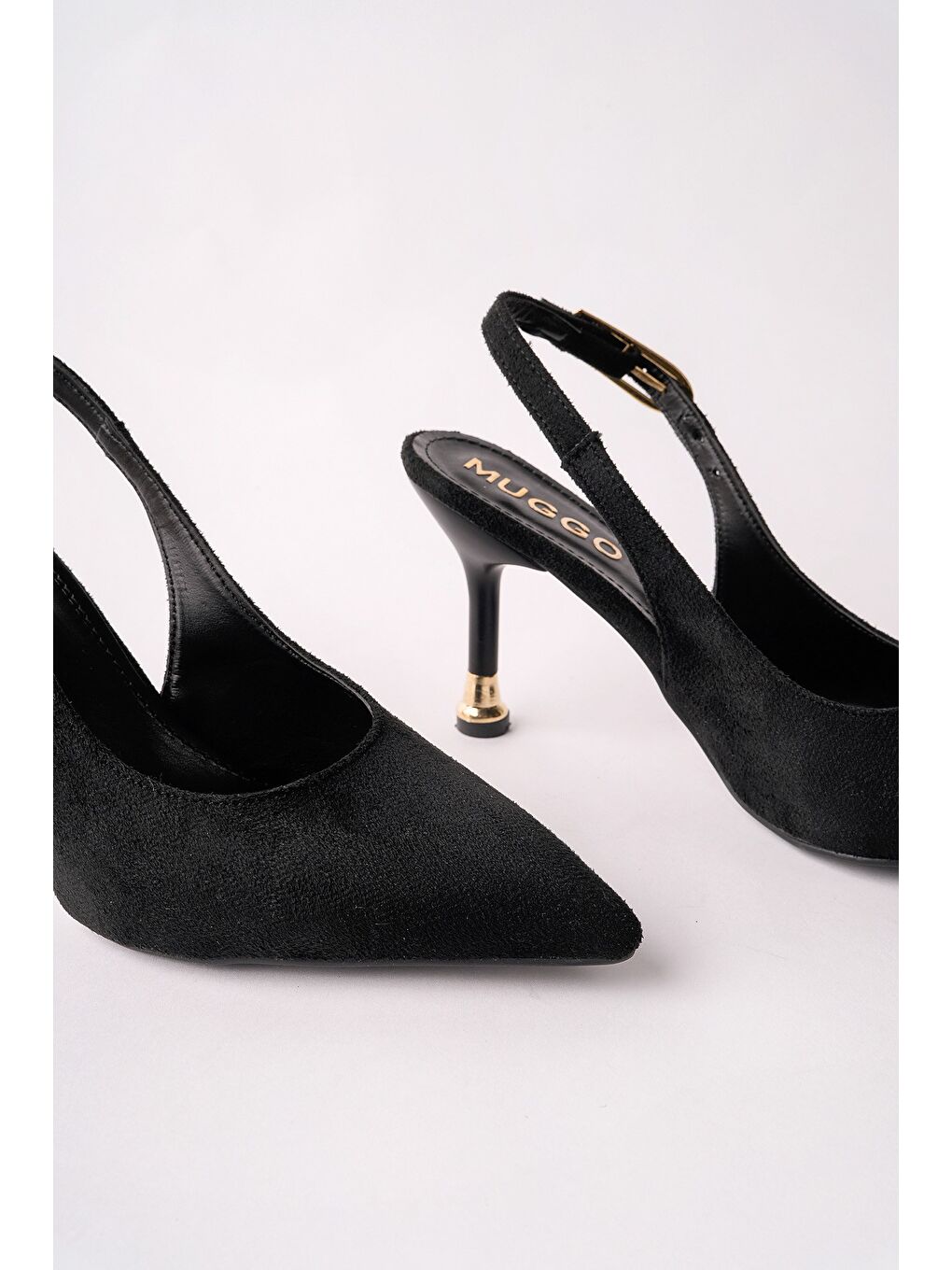 Siyah CHİC Sivri Burun Arkası Açık Kadın Topuklu Ayakkabı-2