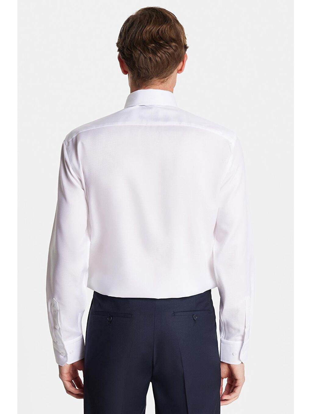 Slim Fit Beyaz Non-Iron %100 Pamuk Doğa Dostu Ekoteks Belgeli Ütü Gerektirmez Gömlek-4