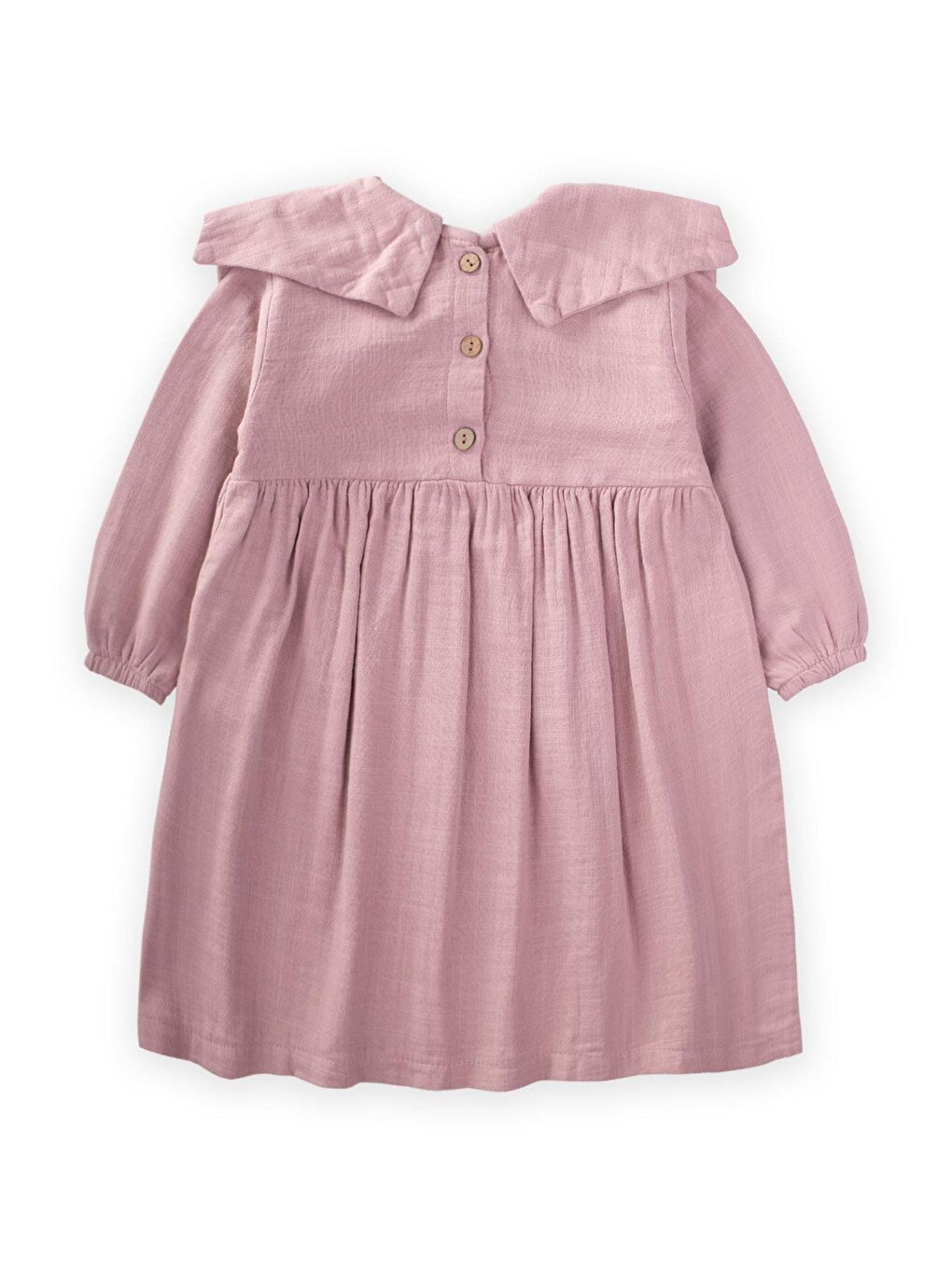 Mor Fiyonk Yakalı Mevsimlik Müslin Kız Elbise 2-10 Yaş Leylak-1