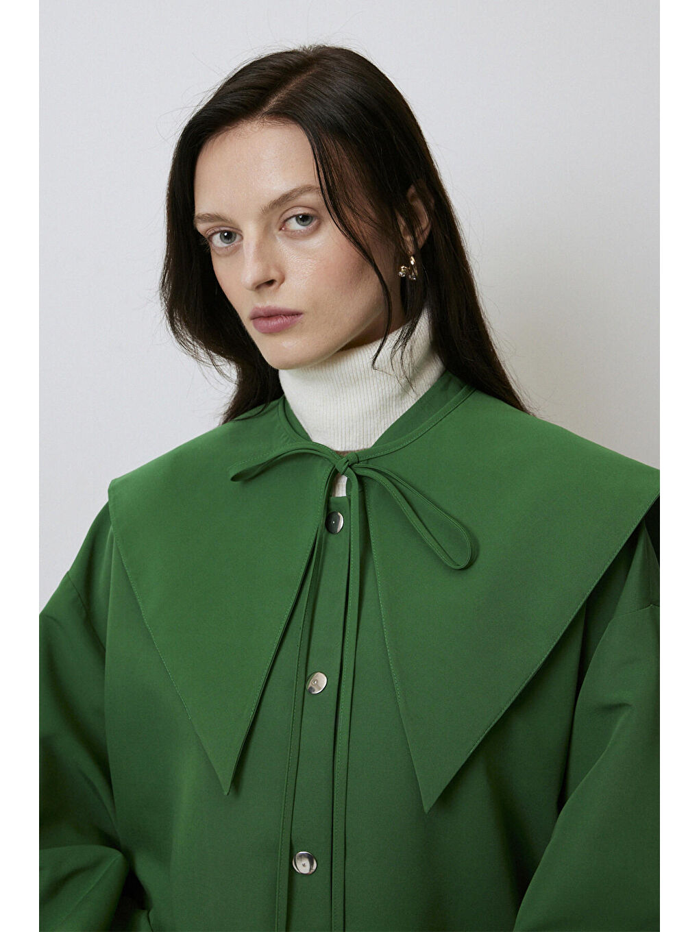 Yeşil Yaka Detaylı Bomber Ceket-5