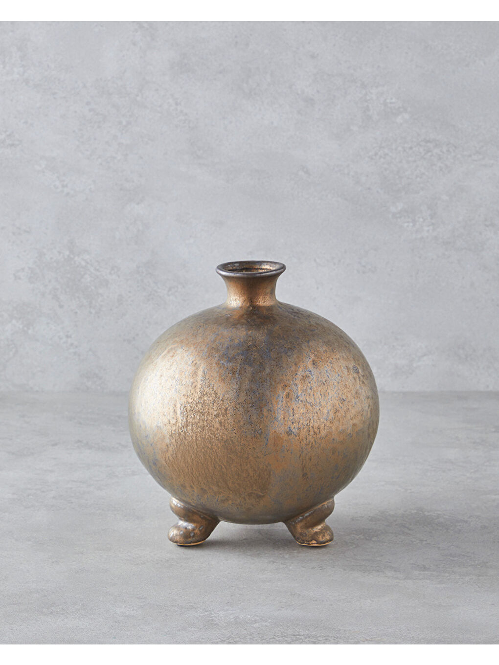 Sarı Tresa Seramik Vazo 23 cm Bronz