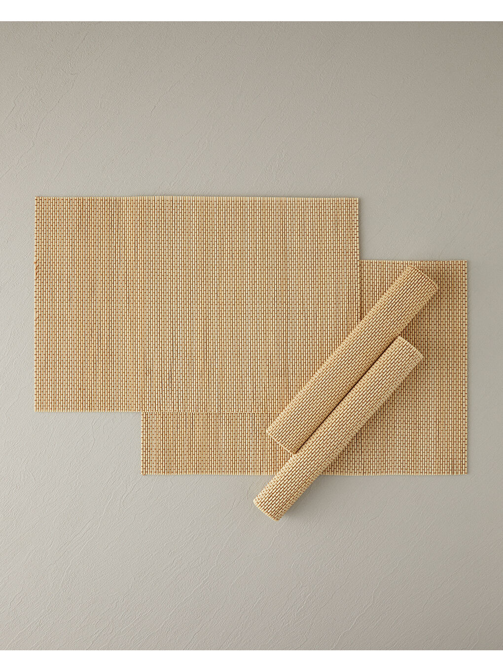 Ekru Gola Bambu 4'lü Amerikan Servis Krem