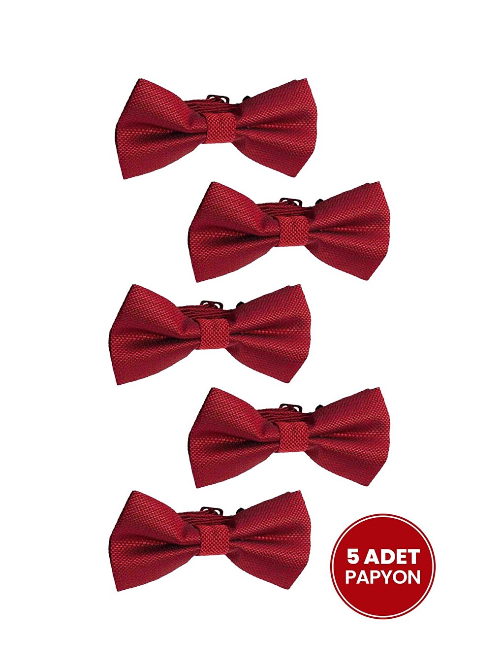 5'Li Paket Armürlü Kırmızı Erkek Papyon