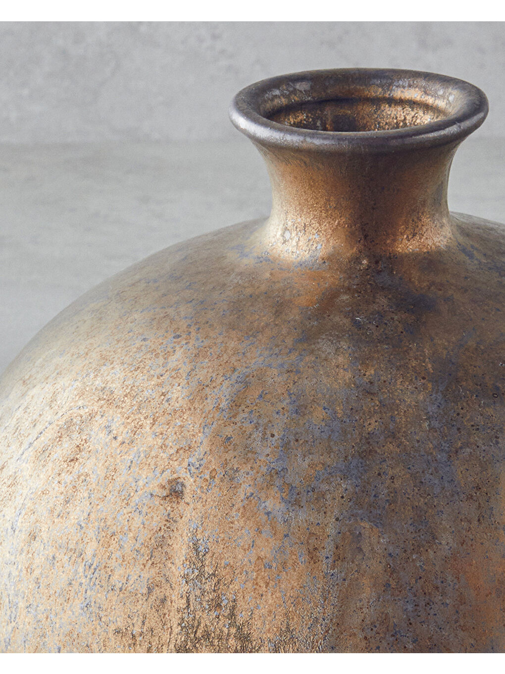 Sarı Tresa Seramik Vazo 23 cm Bronz-1