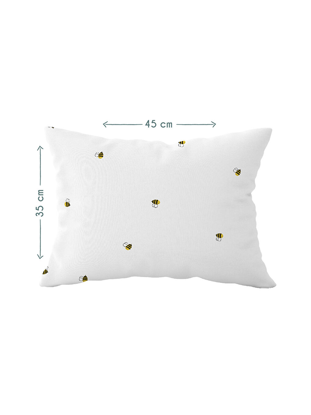 Beyaz Happy Bee Allover Saten Yastık Kılıfı - 35x45cm