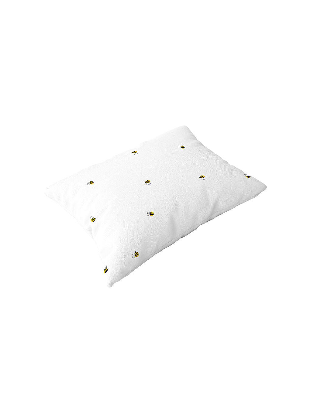 Beyaz Happy Bee Allover Saten Yastık Kılıfı - 35x45cm-1