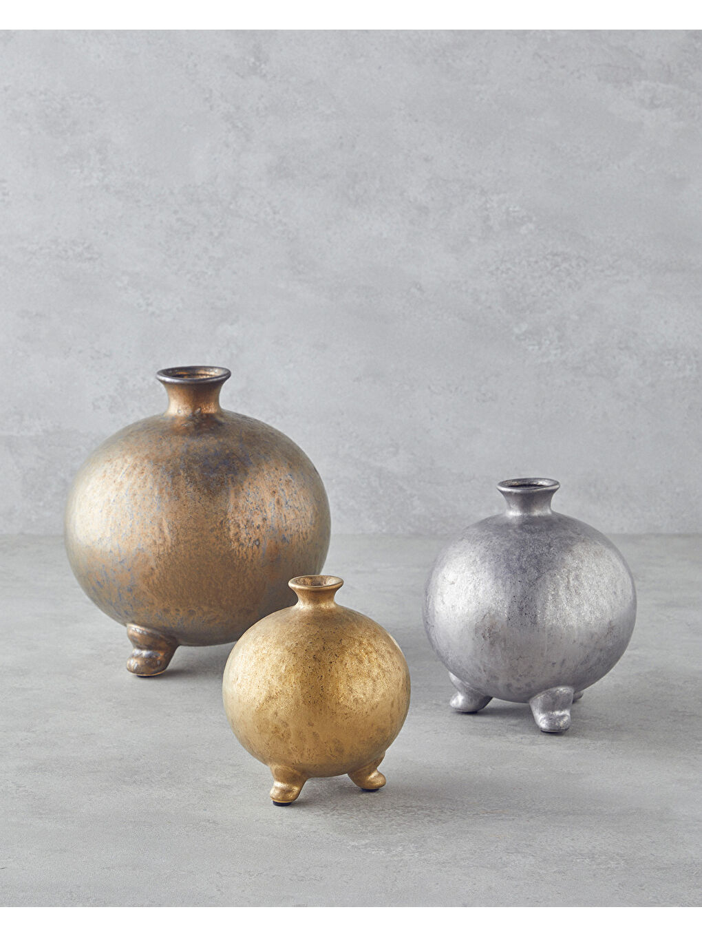 Sarı Tresa Seramik Vazo 23 cm Bronz-2