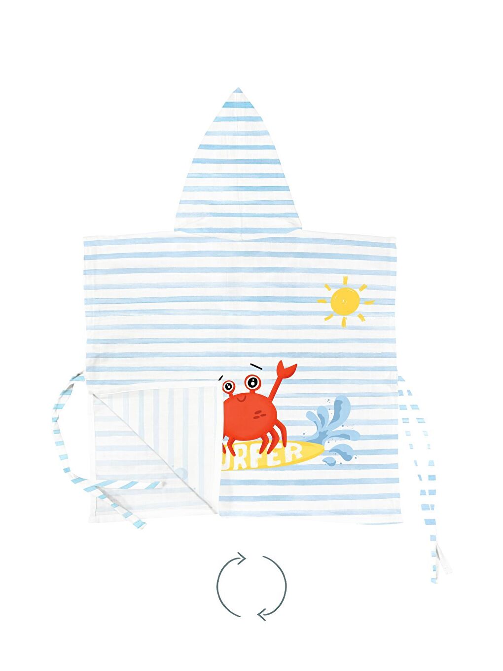 Beyaz Surfer Crab 100% Pamuk Bebek Müslin Panço 1-2-1