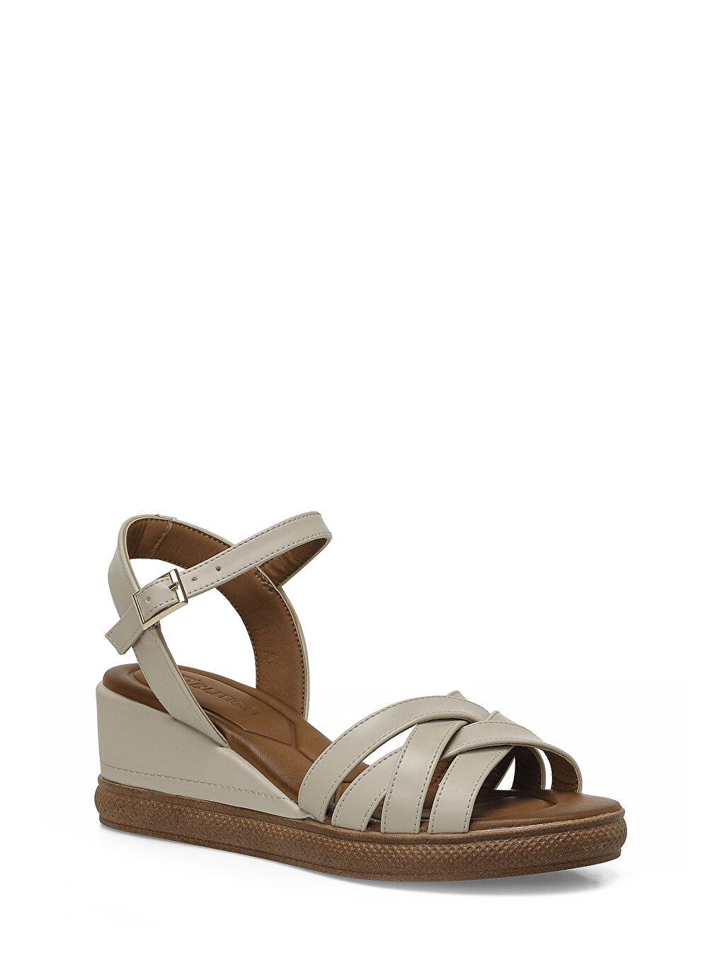 25S-281 6FX Bej Kadın Dolgu Topuk Sandalet-1