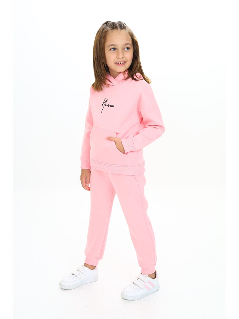Pembe Kız Çocuk Kapüşonlu Eşofman Takım-3