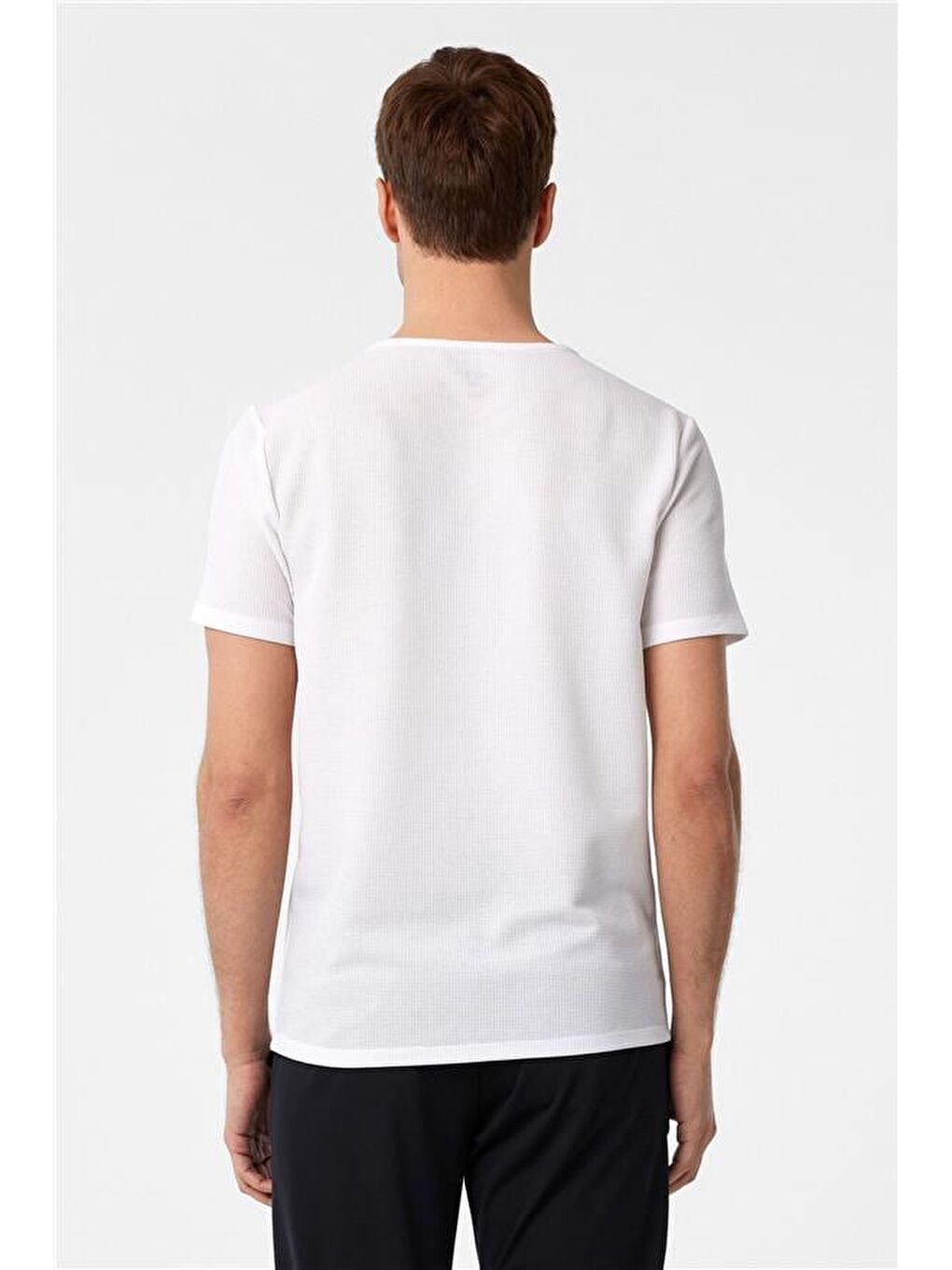 Beyaz Slim Armürlü Bisiklet Yaka Tişört-3