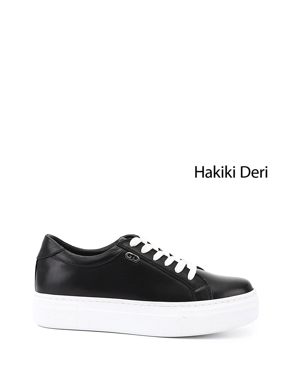 Siyah Kadın SİYAH Bağcıklı Dolgu Taban Hakiki Deri Sneaker