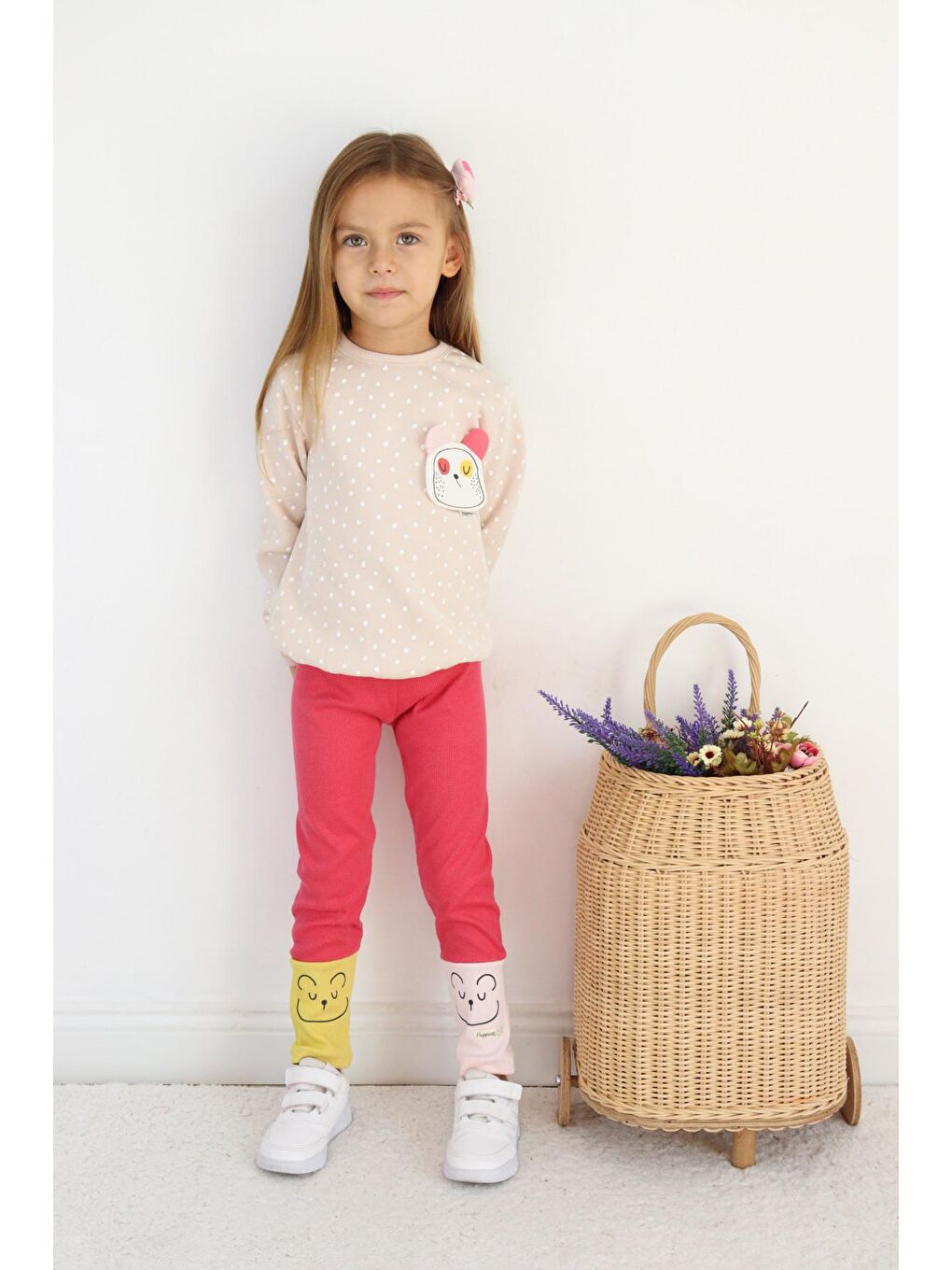 Pembe Kız Çocuk Pamuklu Orta Kalınlıkta Taytlı Alt-Üst Takım-2