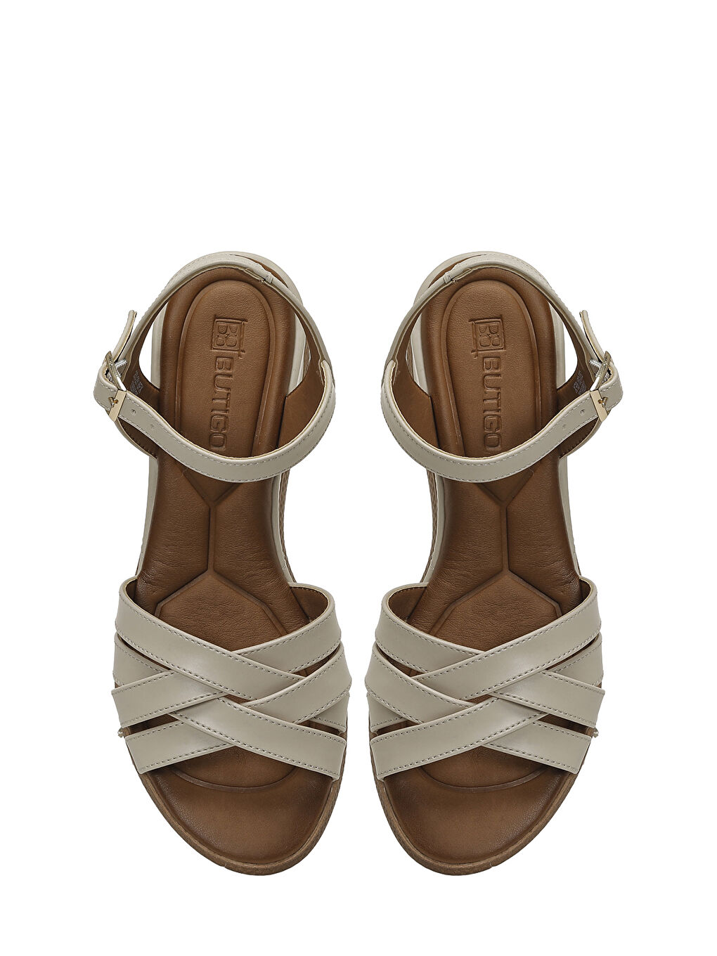 25S-281 6FX Bej Kadın Dolgu Topuk Sandalet-3