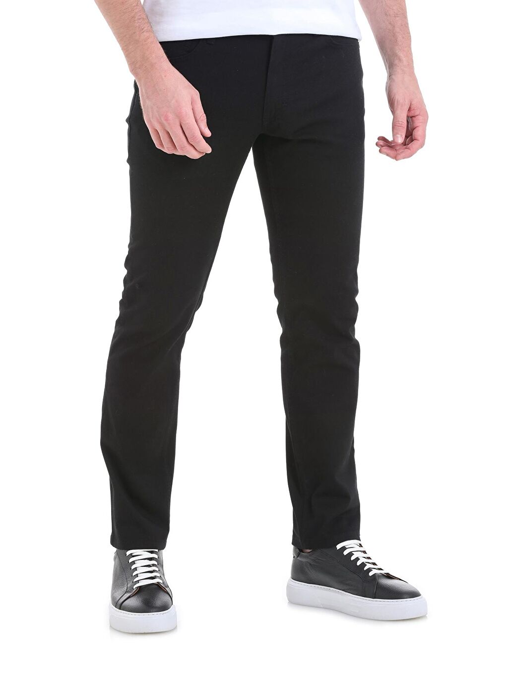 Siyah Regular Fit Düz 5 Cep Pamuklu Kanvas Erkek Pantolon-2