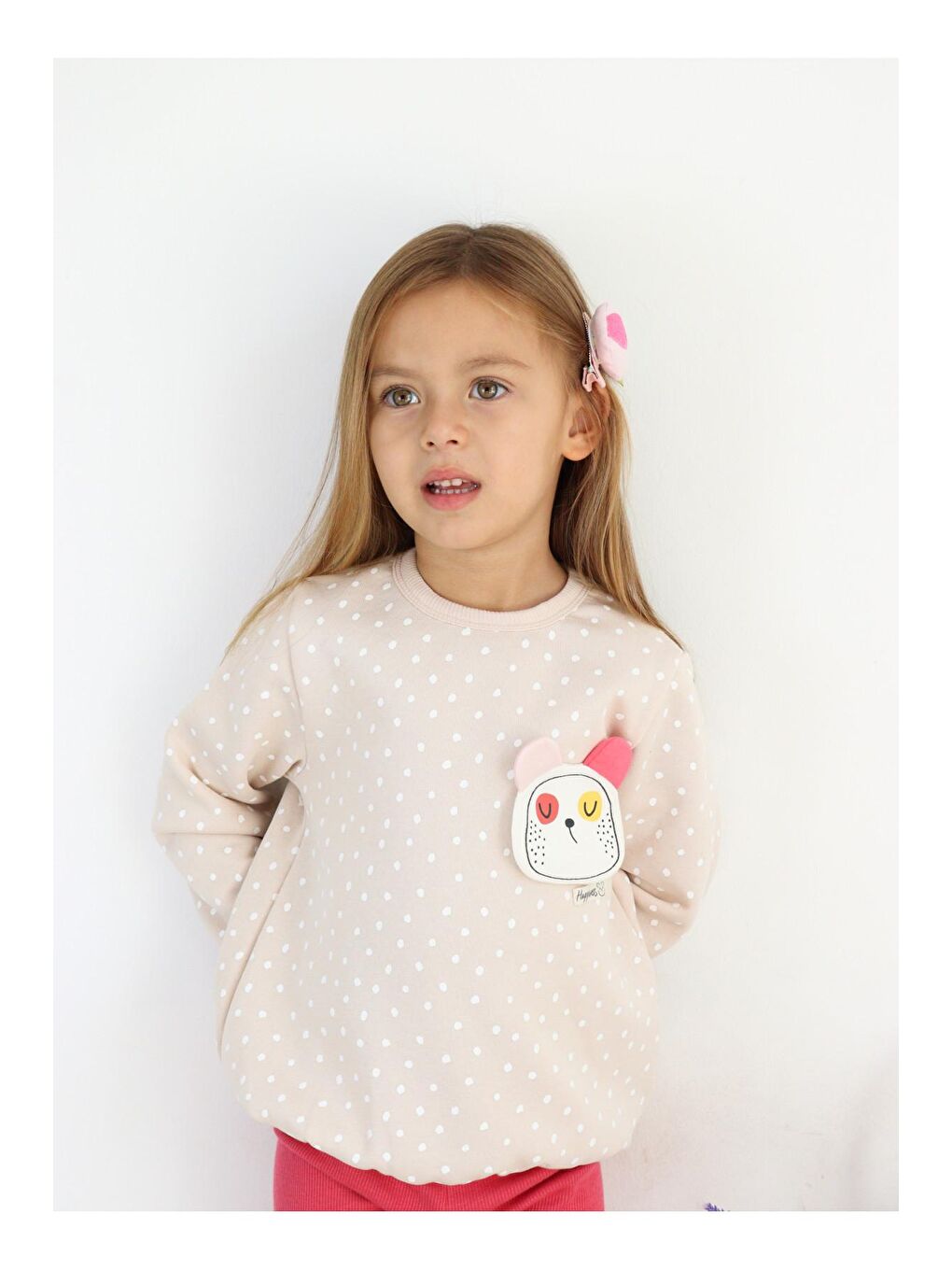 Pembe Kız Çocuk Pamuklu Orta Kalınlıkta Taytlı Alt-Üst Takım-4