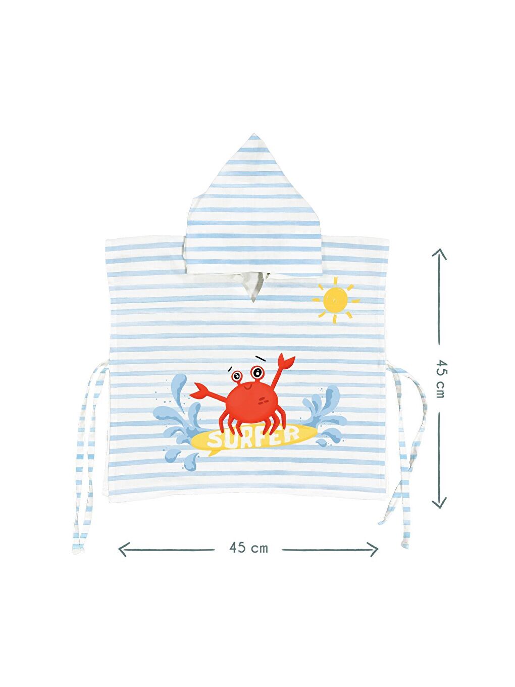 Beyaz Surfer Crab 100% Pamuk Çocuk Müslin Panço- 3/4 yas-2