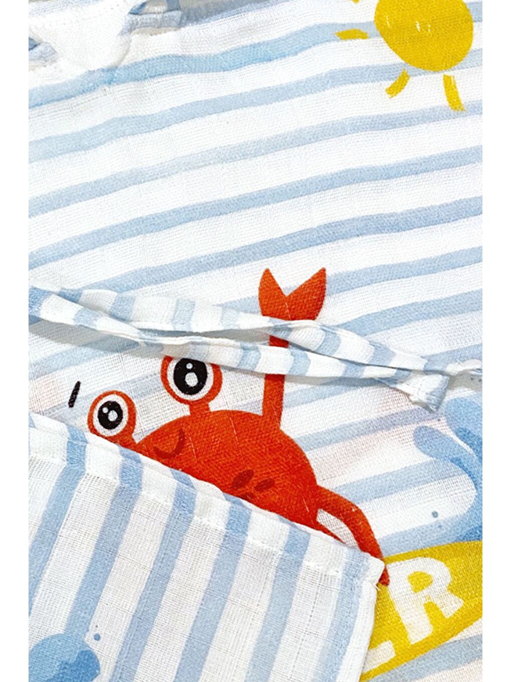 Beyaz Surfer Crab 100% Pamuk Çocuk Müslin Panço- 3/4 yas-3