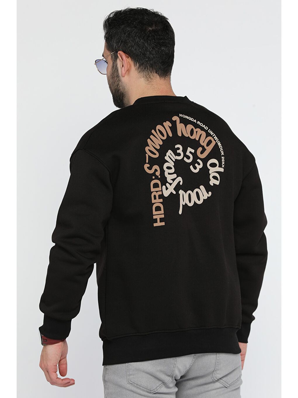 Mishar İtalia Siyah Üç İplik Şardonlu Yazı Baskılı Erkek Sweatshirt - 2