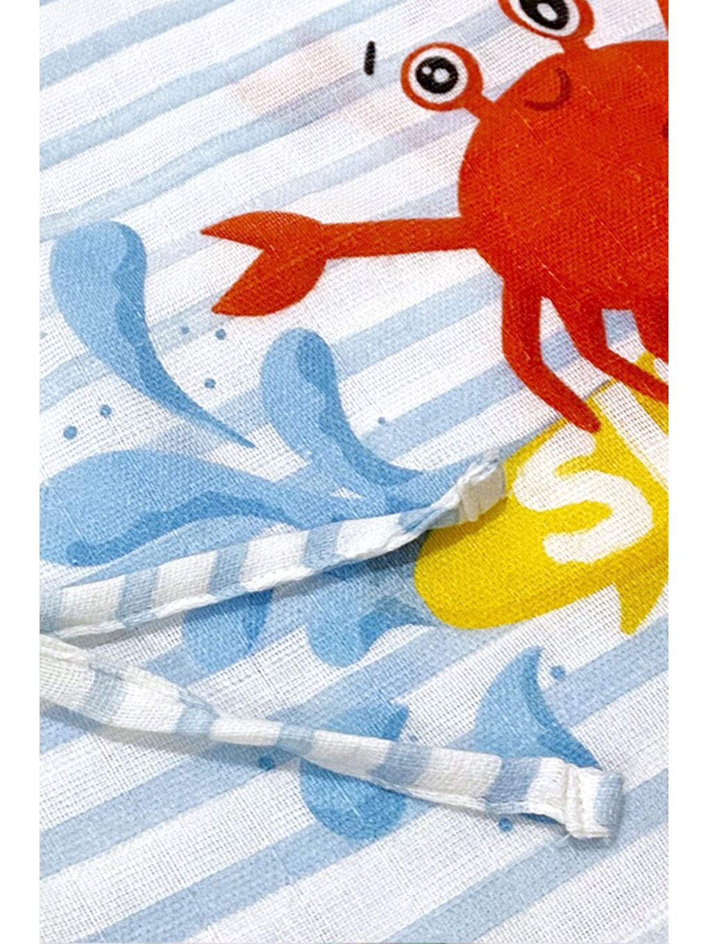 Beyaz Surfer Crab 100% Pamuk Çocuk Müslin Panço- 3/4 yas-4